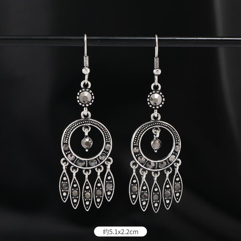 Original Design Earrings Retro Court Fringed Temperament Earrings Women's Long Crystal Ear Jewelry