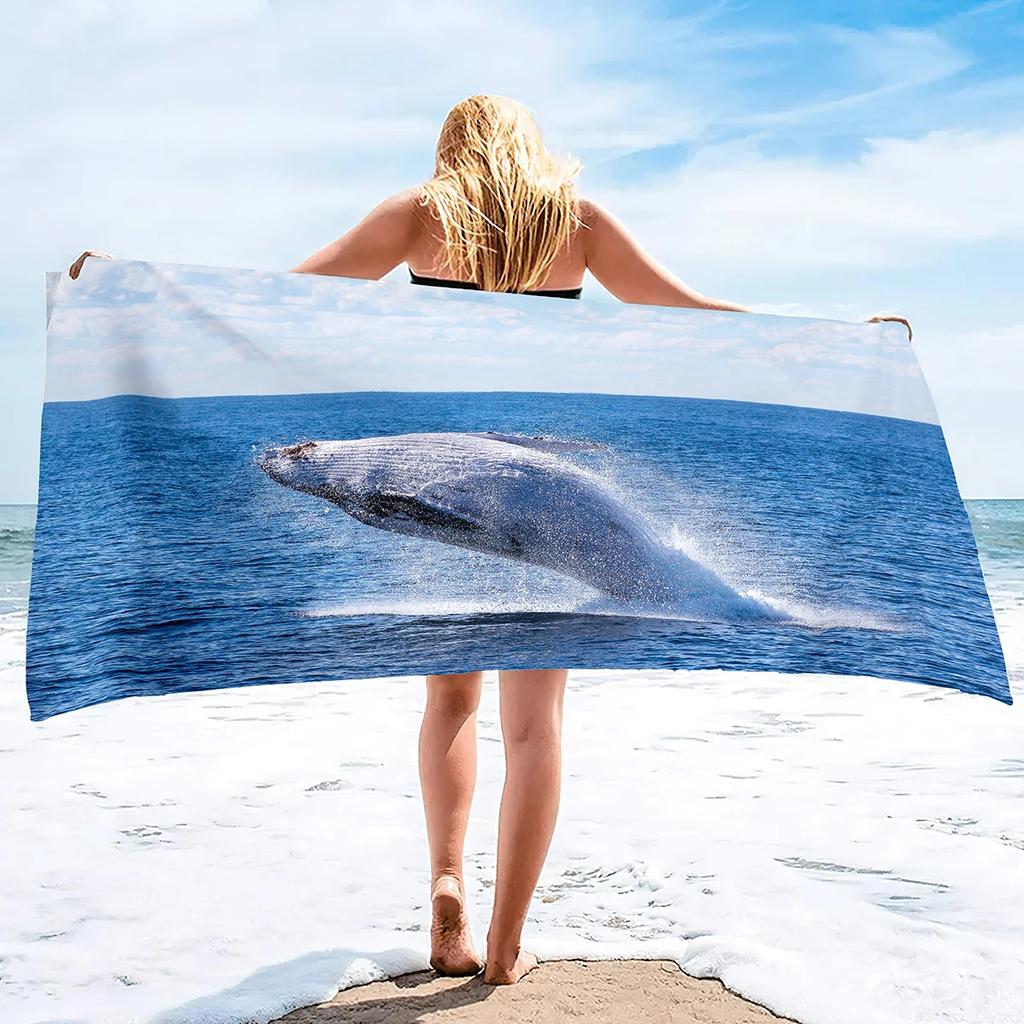 Microfiber Beach Towel Oversized Clearance Towels, Extra Large Sand Free Super Absorbent Travel Pool Towel,Whale Beach Towels
