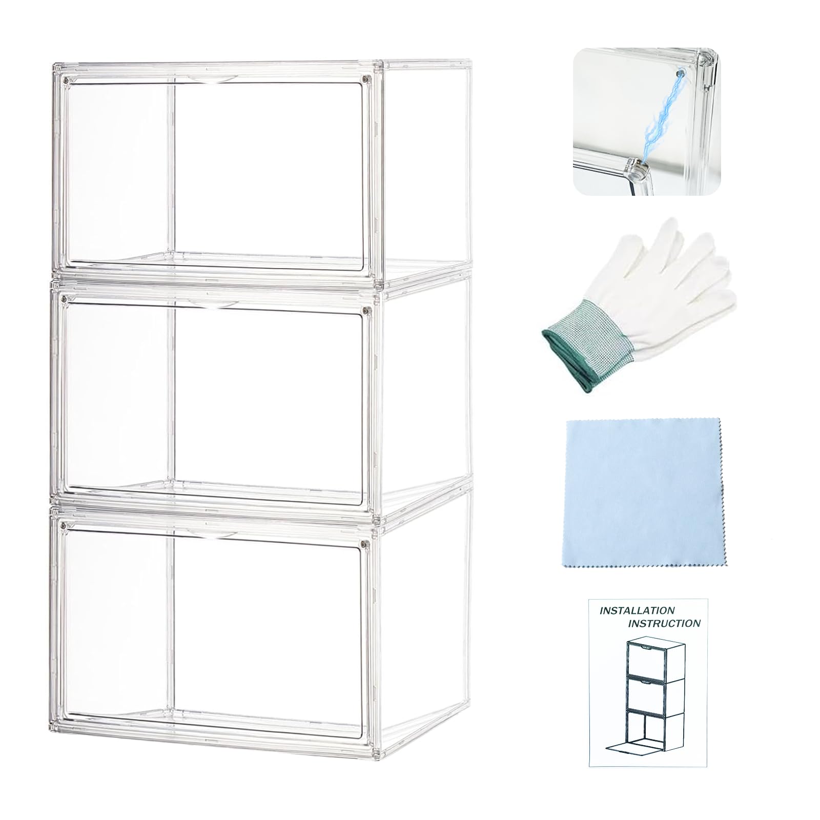 

Heeloo Набор фигурок Штабелируемый акриловый прозрачный кейс для хранения с открывающимися магнитными дверцами Идеально подходит для демонстрации фигурок 36 см Ш x 27 см Г