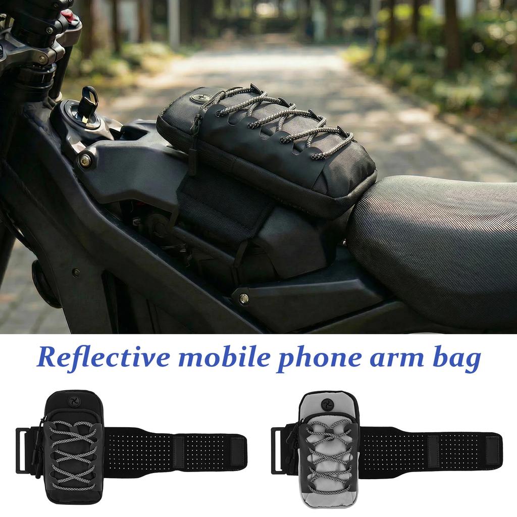Motorcycle Handlebar Storage Bag Nylon Waterproof Battery Frame Bag with Earphone Hole Portable Phone Bag E-bike Accessories