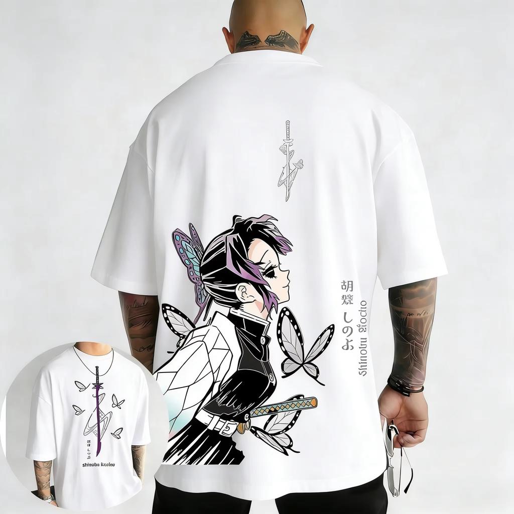 Summer Unisex Demon Slayer Ninja Anime Print T-Shirt, Stylish Y2K Top for Spring & Summer T-Shirt