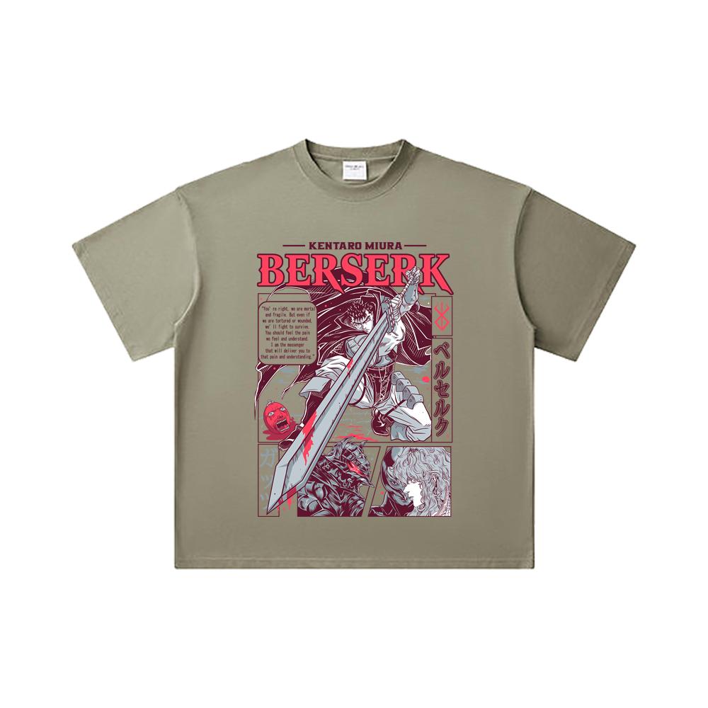 260 GSM Double Yarn 32 Count 100% Cotton Berserk V1 Guts Print Unisex Heavy Cotton T Shirt… More