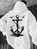Men's Anchovy Patterned Print Pullover Hooded Outdoor Casual Street Hoodie for Autumn and Winter