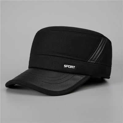 Hat Men's Flat Top Hat Autumn and Winter Outdoor Warm Ear Protector Thickened Woolen Hat Casual Baseball Cap