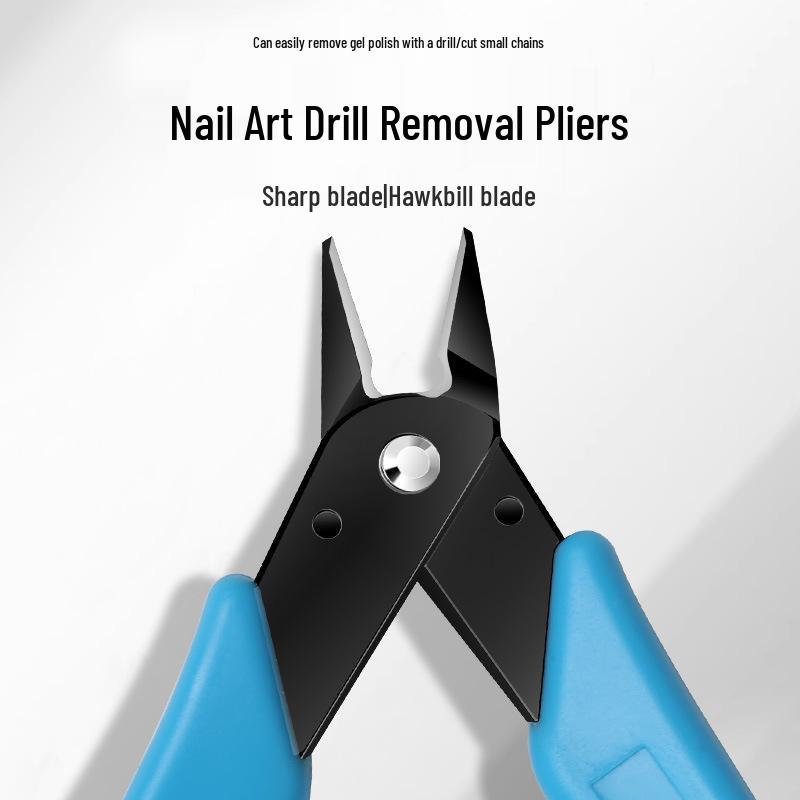 Diamond Removal Nail Art Pliers Set: Includes Cutting Pliers, Vise Grip Pliers, Small Metal Scissors, and Precision Tools.