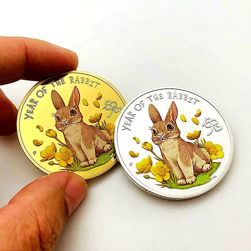 2023 Australian Zodiac Rabbit Baby Silver Plated Color Printing Commemorative Medal Gold Coin for the Year of the Birth and New Year Coins