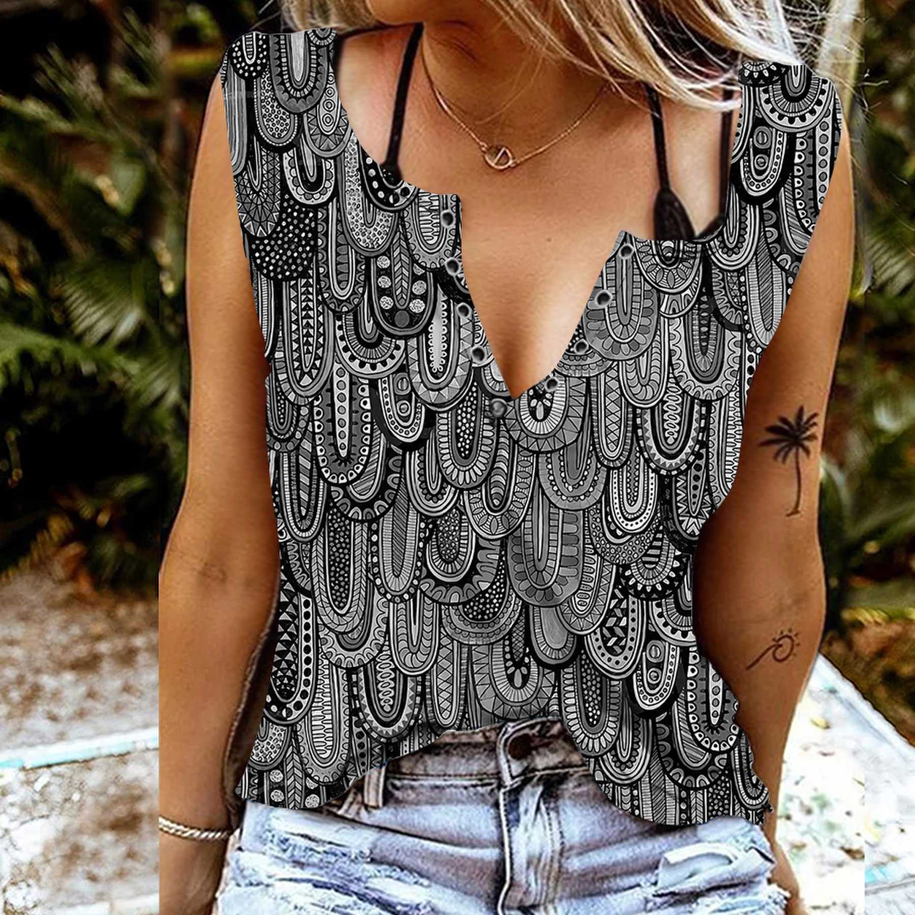 

Женские майки, сексуальные летние топы без рукавов с v-образным вырезом, жилет с 3D разноцветным принтом из перьев, крутые легкие топы XS чёрный