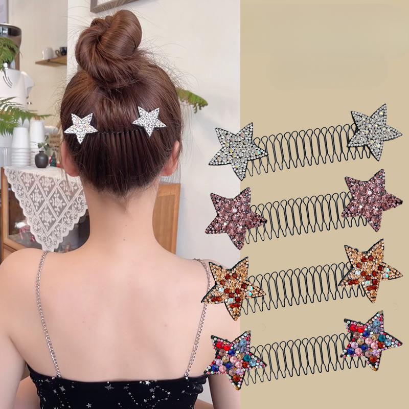 Rhinestone Star Hair Comb for Women, Invisible Hair Comb for Back of Head, Dance Hairpin Comb