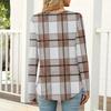 Women's Casual And Fashionable T,shirt With Plaid And Striped Print, Round Neck And Long Sleeves.