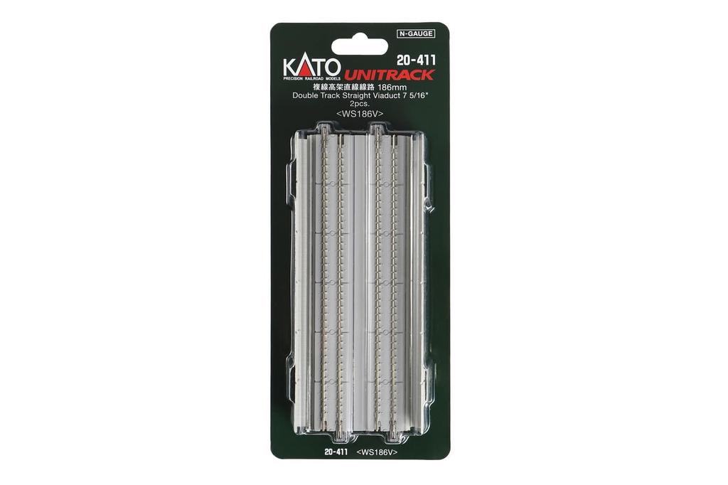 KATO N Gauge Double Track Elevated Straight Line 186mm 2 Pieces 20-411 Railway Model Supplies