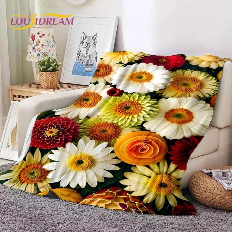 Dream Sun Flowers Nordic Daisy Yumuşak Battaniyeler, Sıcak Tut Atma Battaniyesi Piknik Yatakları Kanepe Ev Yatak Odası Hediyesi için Rahat Battaniye