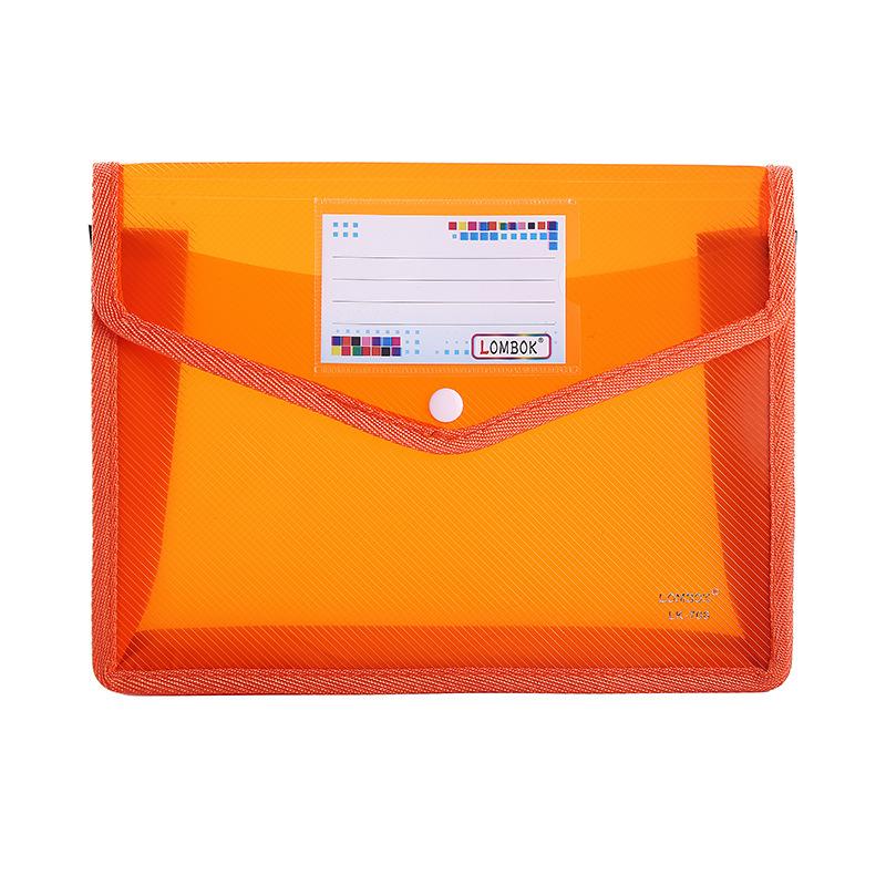 Colorful File Folder with Label Pocket Horizontal Snap Button Portable Examination Paper Document File Organizer Bag School Supplies
