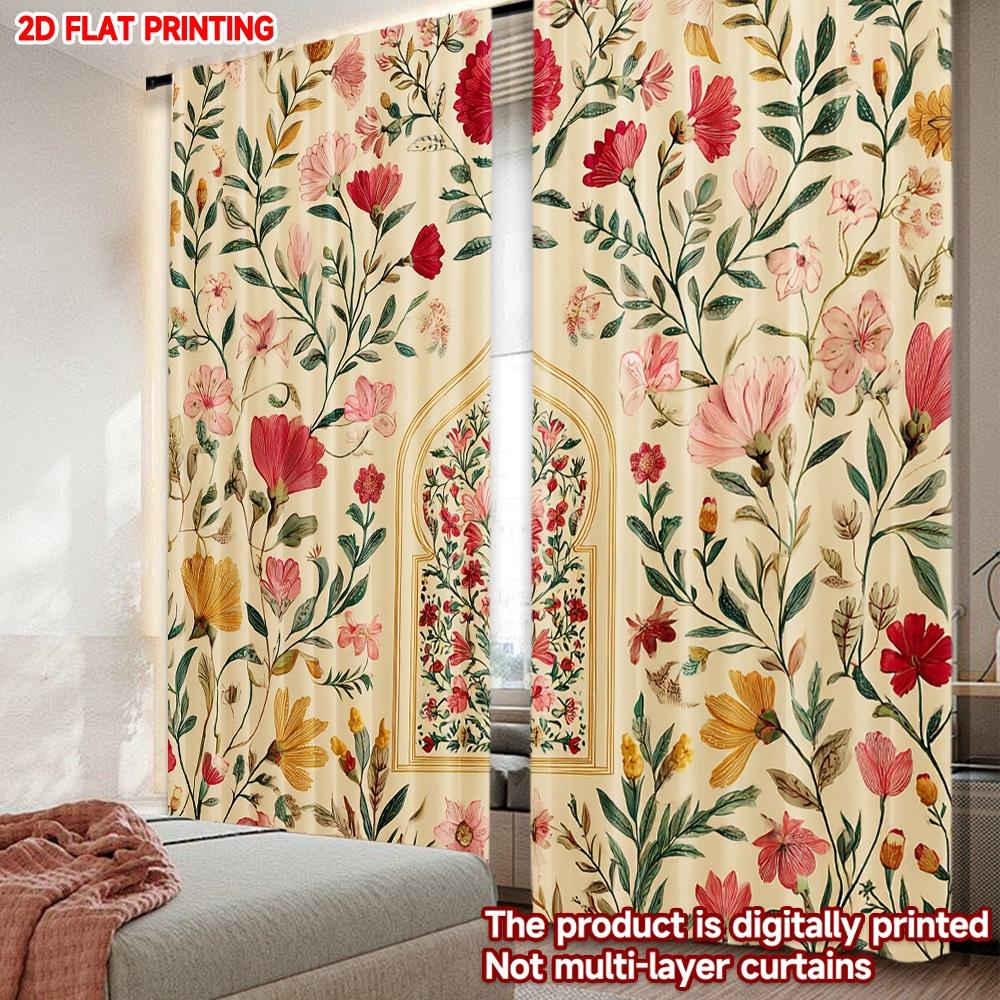 Flat Printing Happy Valentine Day Party Curtains Palaces India Digital Printed Polyester Drapes Family Curtain Set Of 2 Made Washable