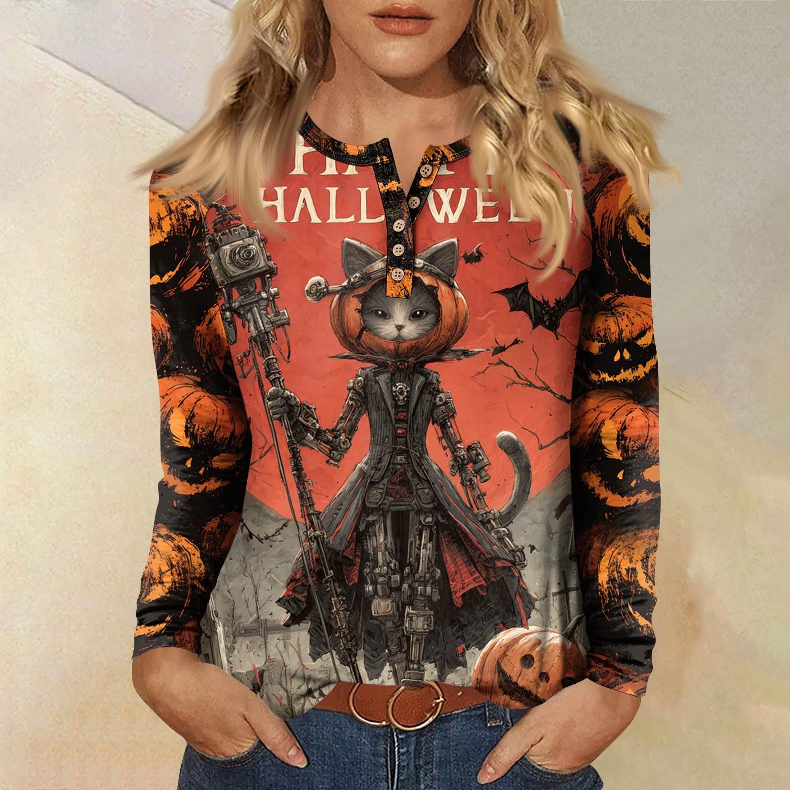 

Женская футболка с принтом, длинный рукав, повседневная мода, базовая, круглый вырез, пуговицы, рукав реглан, топ M оранжевый