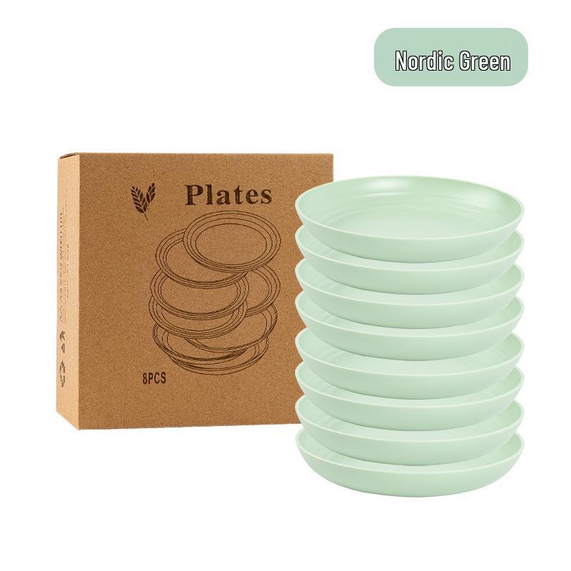 Cross-border Plastic Tableware Set: Plates, Bowls, Cups, Vomit Bowls, 24-Piece for Home Use.