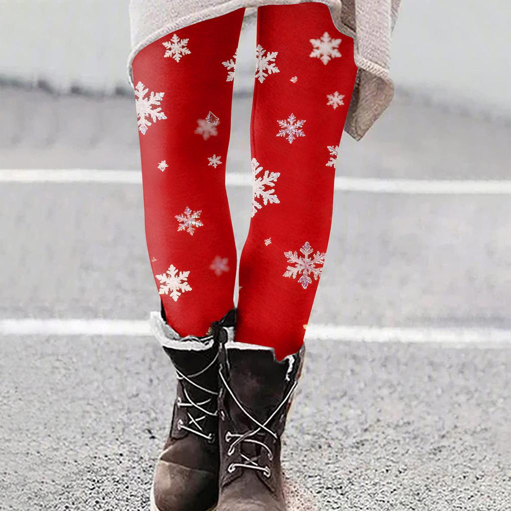 Damen Weihnachten Print Slim Fit Elastische Yoga Freizeit Hose