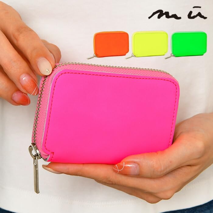 Moo 75030 Short Wallet, Zipper-Around, Bifold, Neon Color, Unisex, Men's and Women's, Green