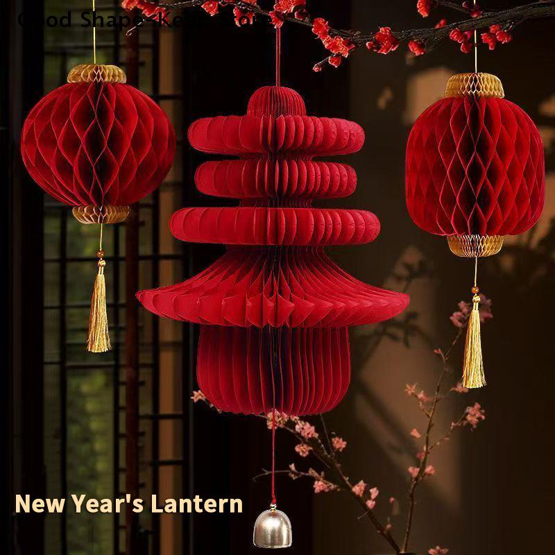 New Year Paper Ornament Decoration 3D Honeycomb Gourd Decorative Lanterns Wedding Decoration Pendant Horse Year 2026 Door Decor