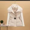 European big collar down cotton vest women's short splicing lamb wool vest waist jacket new