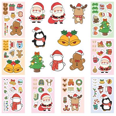 8 Pieces of Nordic-style Christmas Collage Cartoon Graffiti Santa Claus DIY Creative Fun Face-changing Stickers
