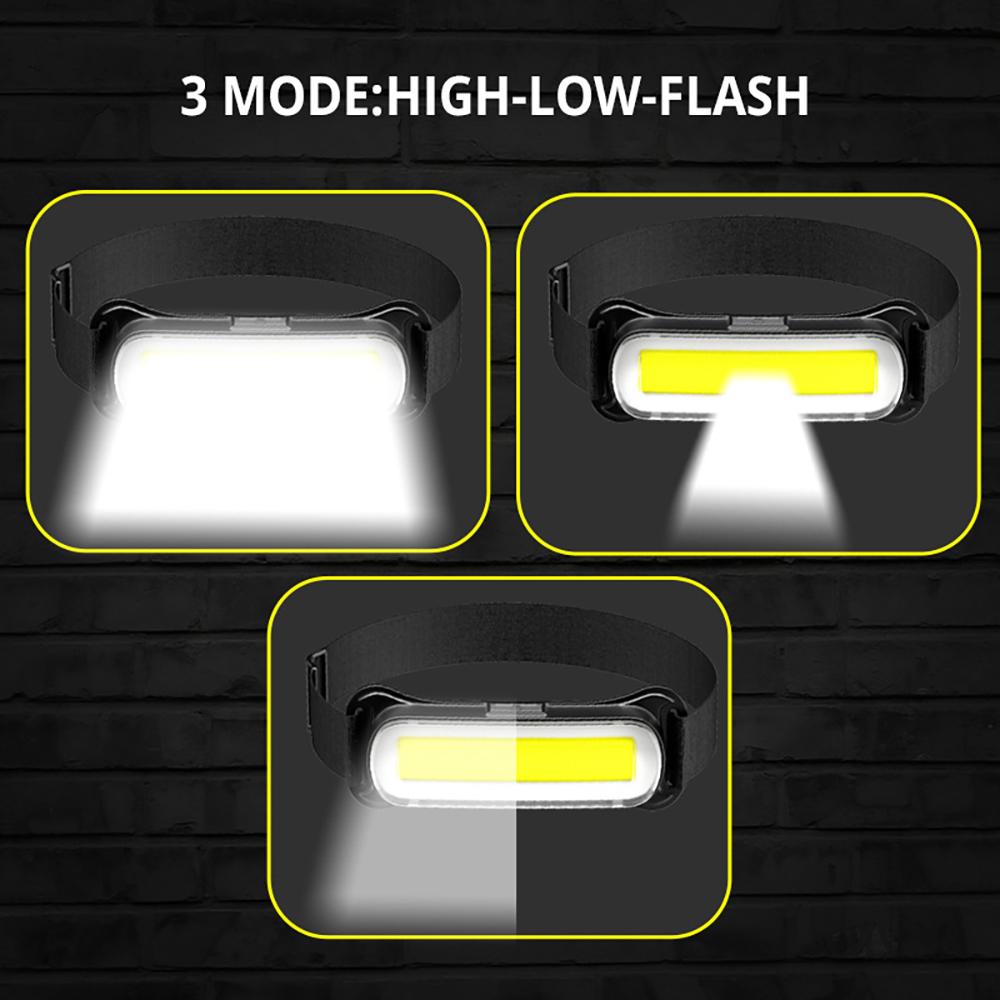 Super Bright COB Fishing Headlamp Portable Work Light Outdoor Searchlight with COB Extra Large Floodlight and Lightweight Design