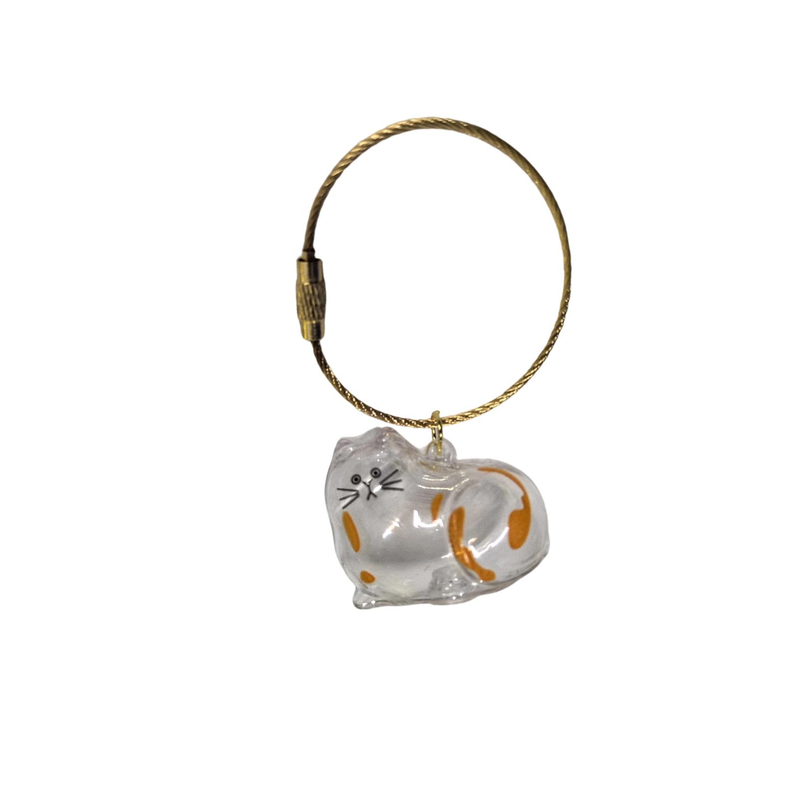 

Handcrafted Glass Cat Keychain Cute Animal Accessory for Cat Lovers, Durable Metal Ring, Unique Gift Idea One Size