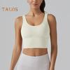Yoga Vest Bra with Fixed Breast Pads Deep V Back Design Sport Vest Solid Color Shockproof Bra Top Running Fitness Camisole
