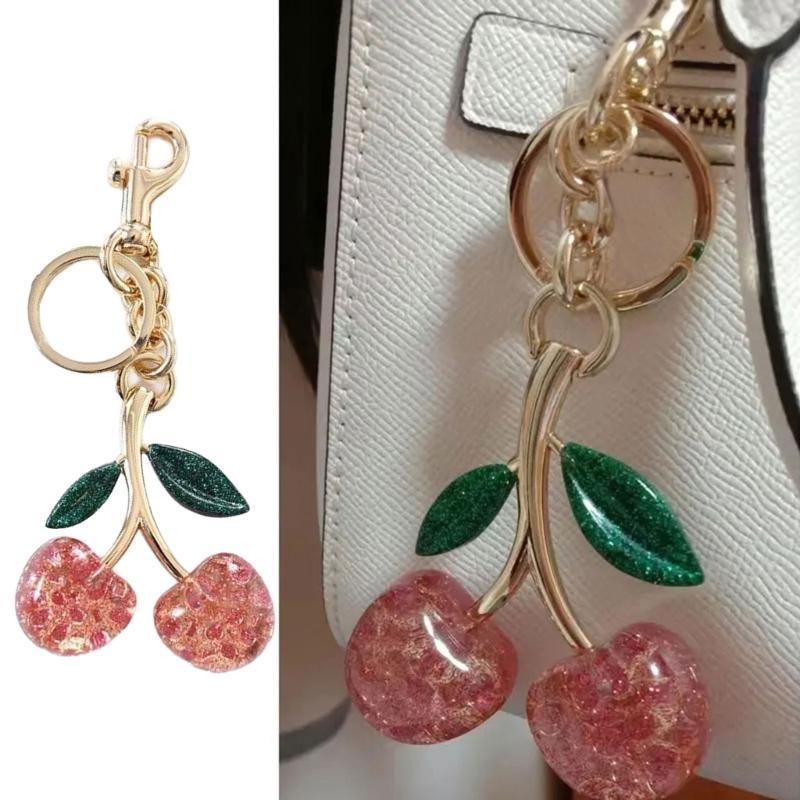 Stylish Cherry Pendnat Keychain Bag Charm Eye Catching Cherry Keychain Accessory Fashionable Hangings Decoration