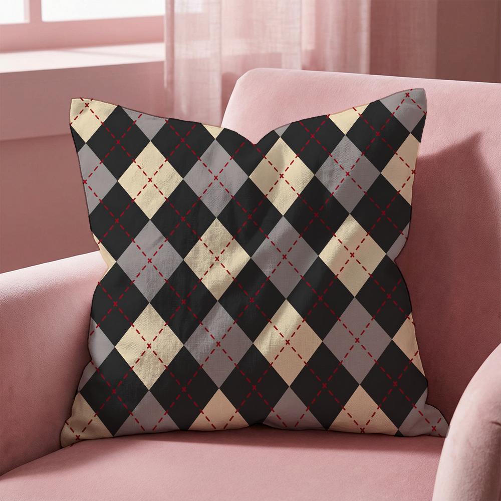 Argyle Texture Cushion Cover MultiScene Pillow Cover for Home Car Reversible Soft Durable for Daily Use