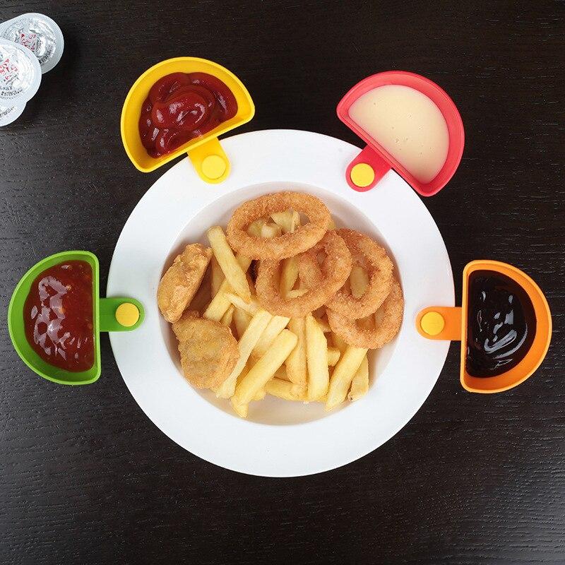 4pcs Salad Bowl Dressing Bowl Clipable Small Plate Fries Mate Dressing Dish Dressing Box Kitchen Gadgets