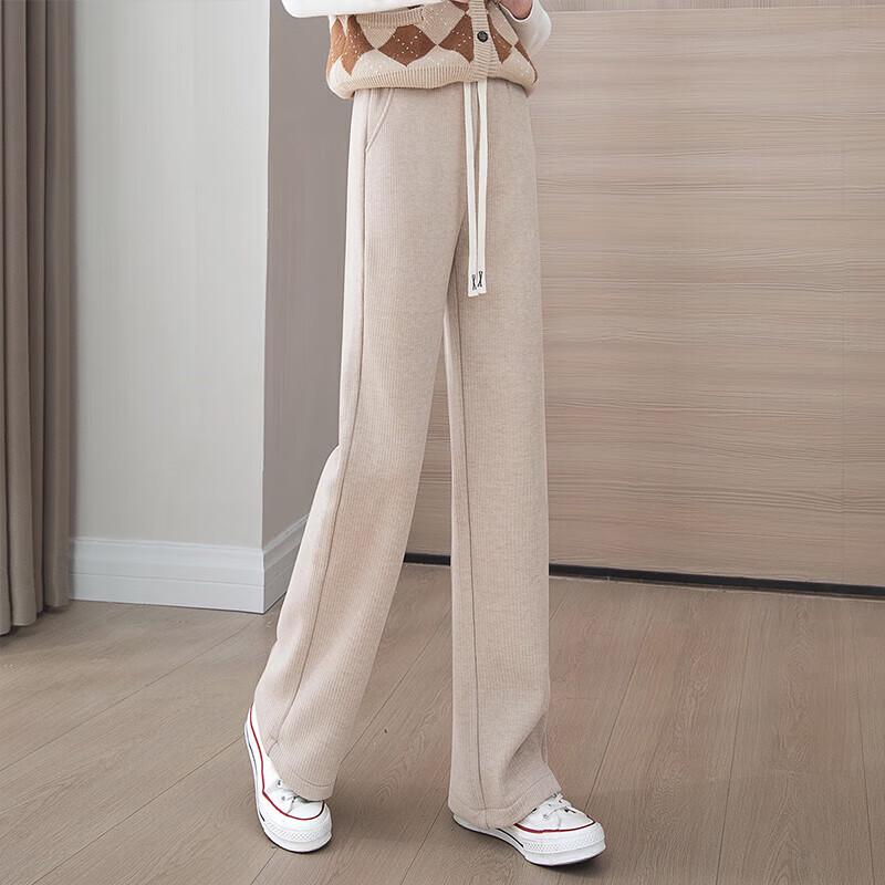 Women's Fleece-Lined Wide-Leg Drawstring Sweatpants