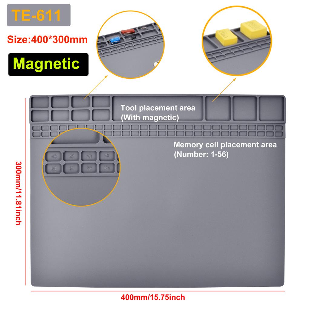 NEWACALOXSilicone Repair Mat Magnetic Soldering Mat Heat Insulation Electronics Repair for Cellphone Laptop Heat Resistant Pad