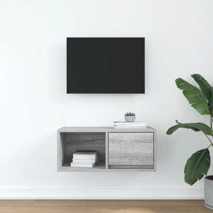 VidaXL TV Cabinet Sonoma Grey 60x31x25.5 Cm Engineered Wood, TV Stand, Hi-fi Cabinet, Entertainment Center, TV Buffet, 861446
