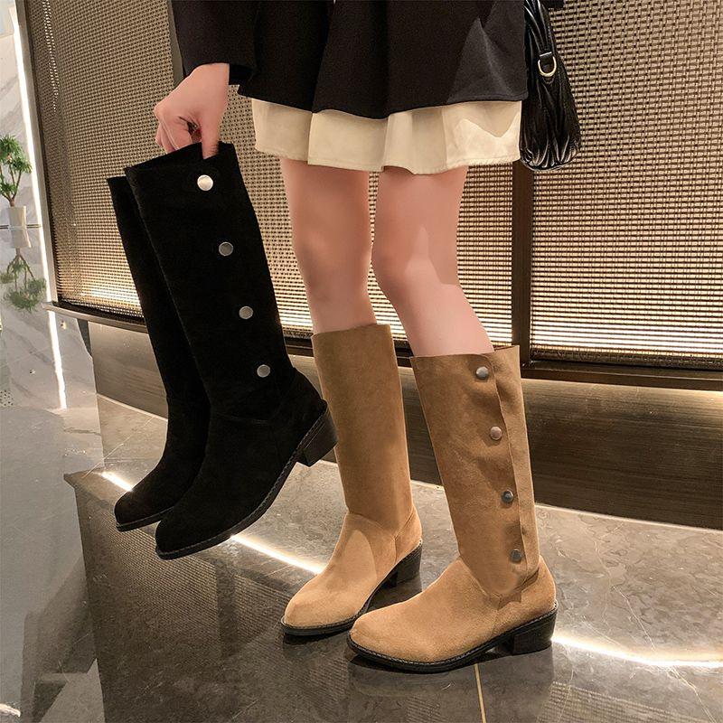 Fashion Middle Heel Half High Boots for Women Spring Autumn Pointed Toe Mid Calf Shoes Woman Fashion 2025 Y2k New in Trend Goth Footwear