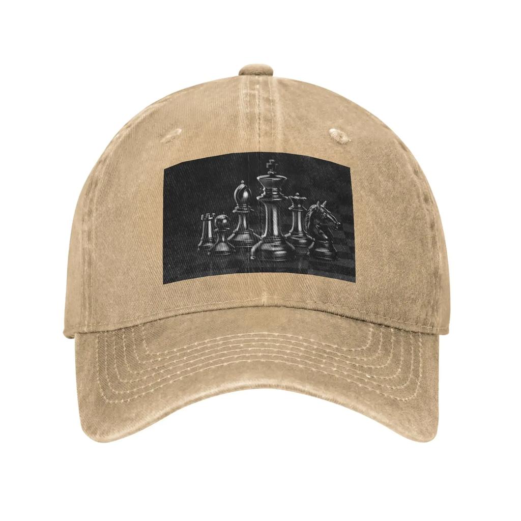 Black King Chess Thechessboard Denim Fabric Cap Casual Baseball Caps Adjustable Hat Summer Unisex Baseball Hats