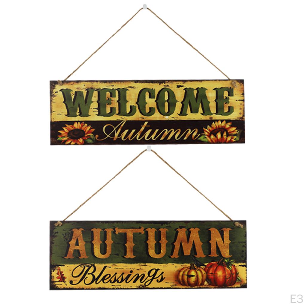 Autumn Fall Wood Plaques Front Door Hanging Sign Harvest Decoration, indoor and outdoor Use