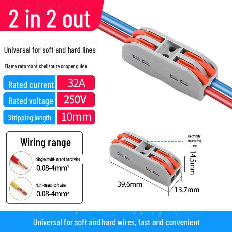 Terminal de conectare rapidă PCT SPL-12345: Conector electric multifuncțional cu 2 poziții pentru cabluri de calibru 4, 2 intrări, 2 ieșiri
