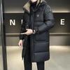 Trendy Brand 2026 Men's Mid-Length Hooded Down Jacket - 50% Down, Thickened, High Quality
