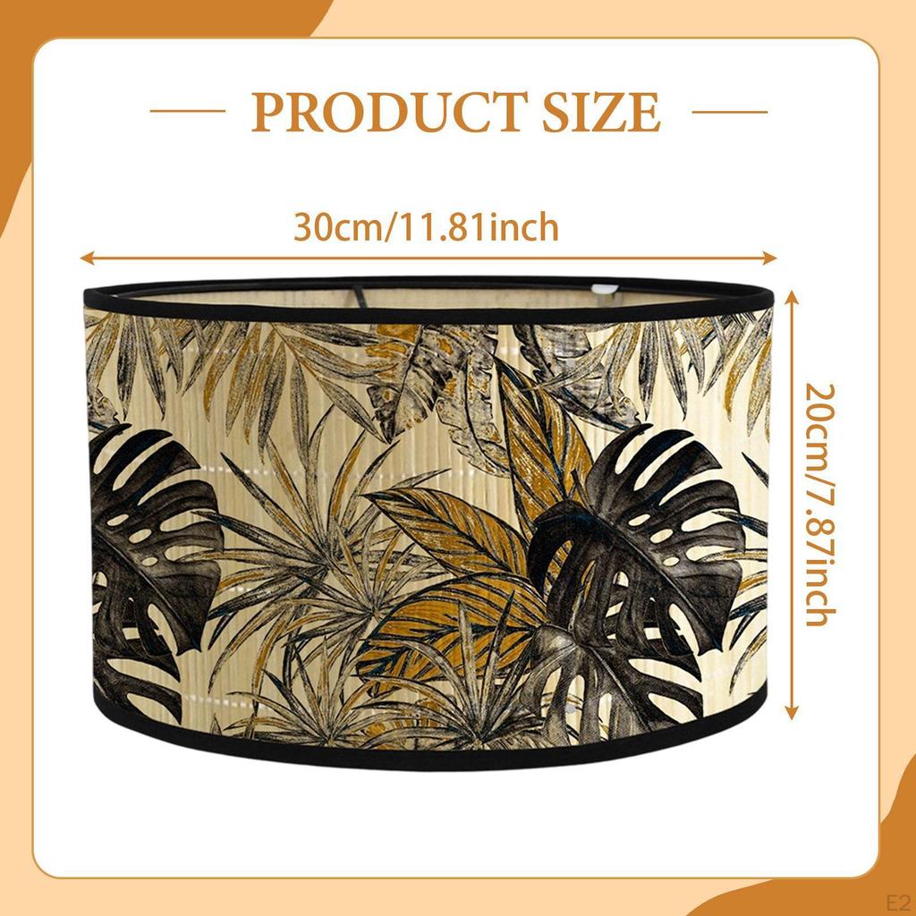 Bamboo Drum Shade for Pendant Lighting, Round Cover Home And Cafe