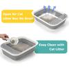 Foldable Cat Litter Box, Large Height-Adjustable Anti-Splash Open Air Kitty Litter Pan, Easy Clean with Scoop (Gray)