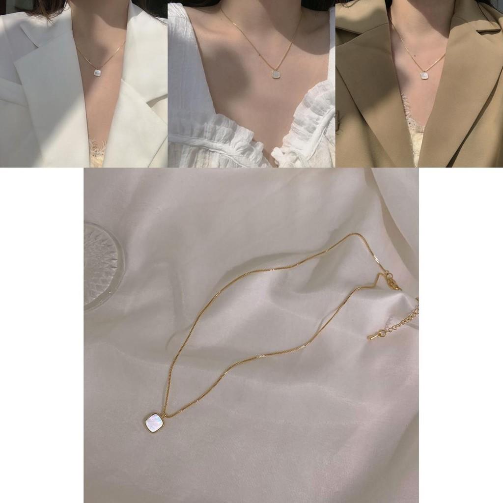 New Square Oil Dropper Necklace Minimalist And Trendy Design White Color Fashionable Pendant For Women