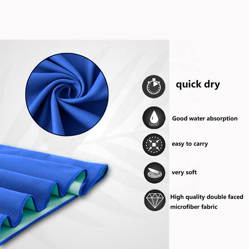 Microfiber Quick-Dry Sports Towel, Double-Sided Plush Swimming Pool Towel, Two-Tone High Absorbency Sand-Free Beach Towel