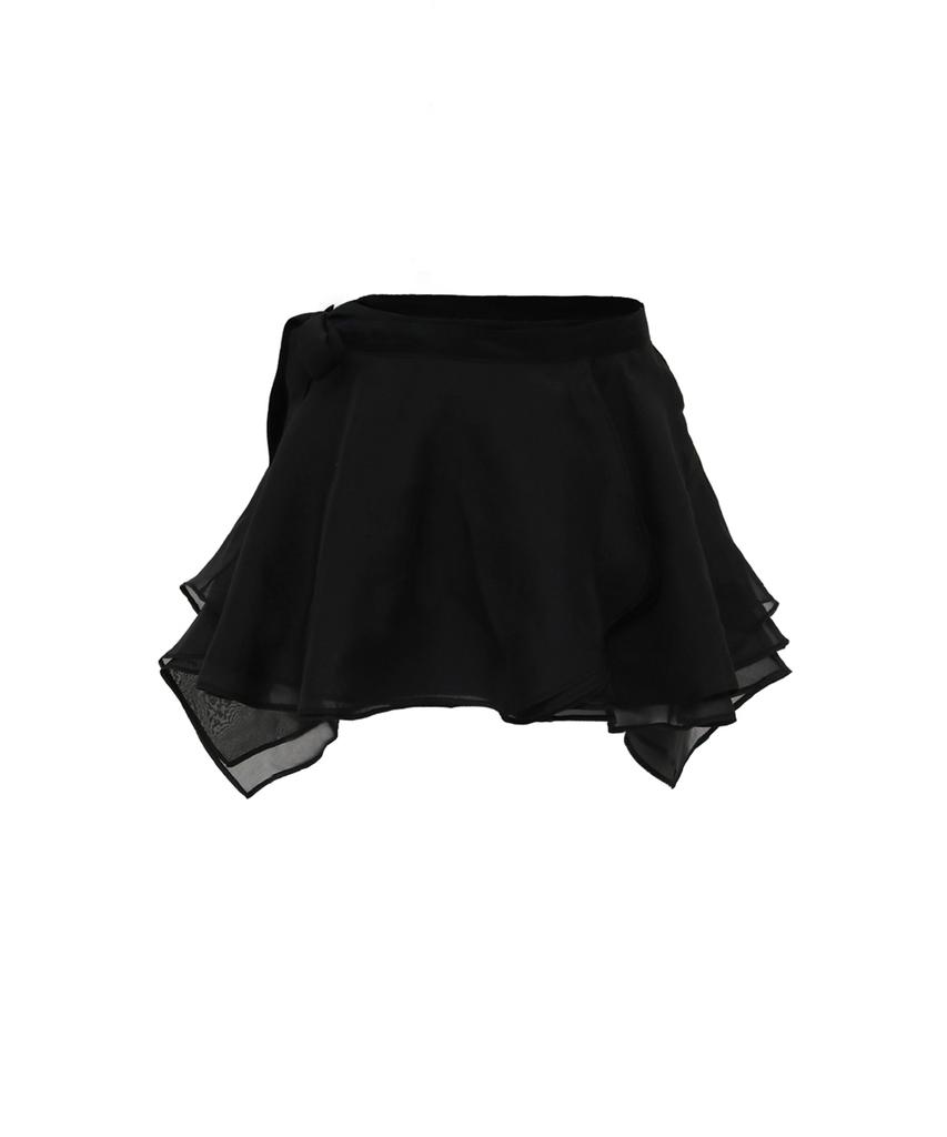 Odeuwonaus Chiffon Wrap Skirt Black