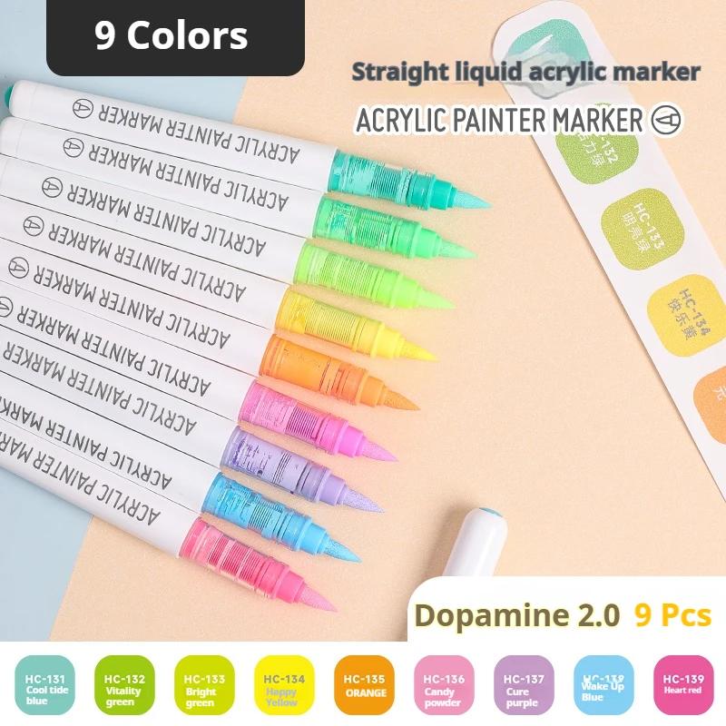 LANGUO 60Colors/box Direct Liquid Acrylic Paint Marker Pens Set Brush Color Marker Pen for DIY Painting Drawing Ceramic Glass