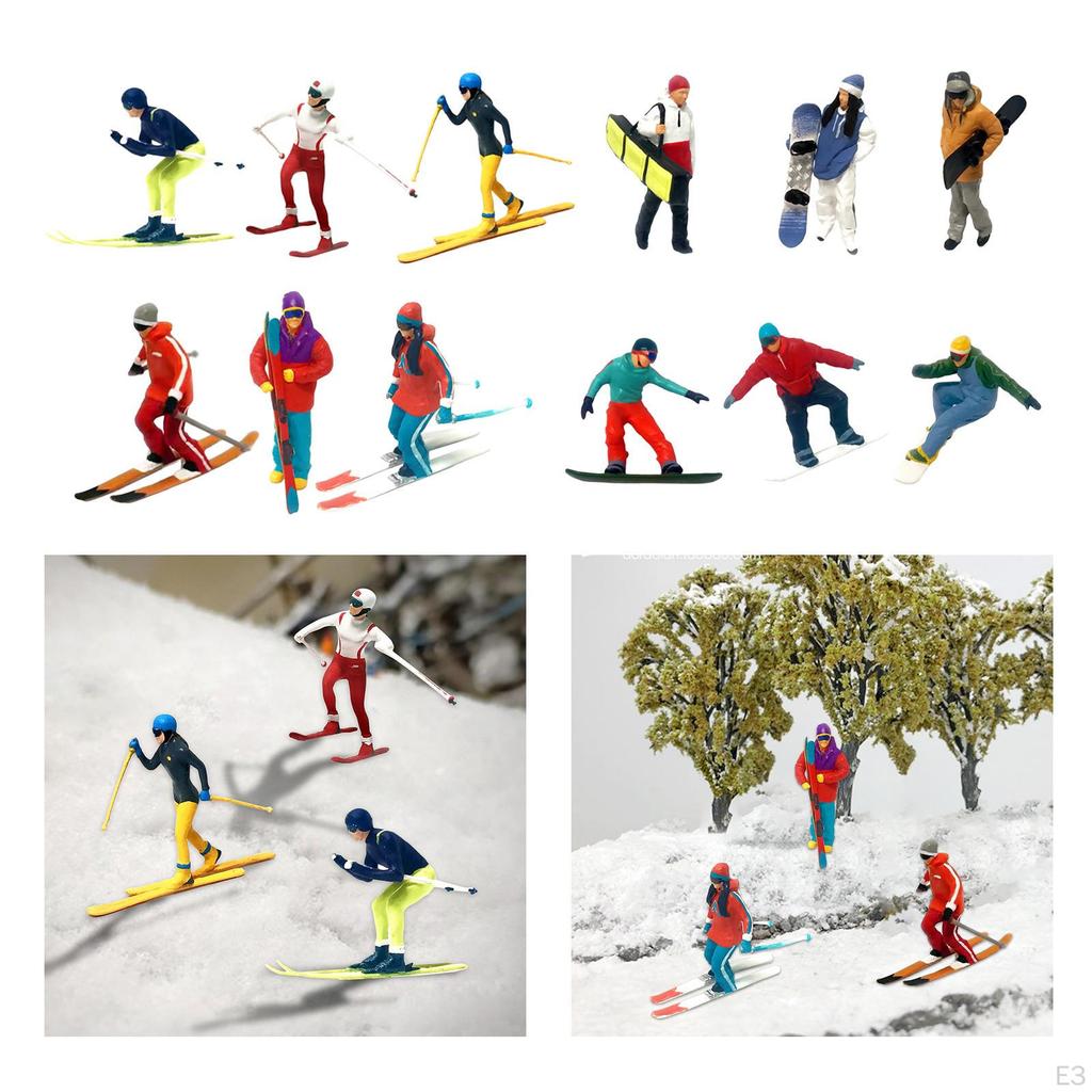 3 1/64 Mini Skiing Figure Table Scene Scenery Tiny Toys Scenario Accessories Supplies Children