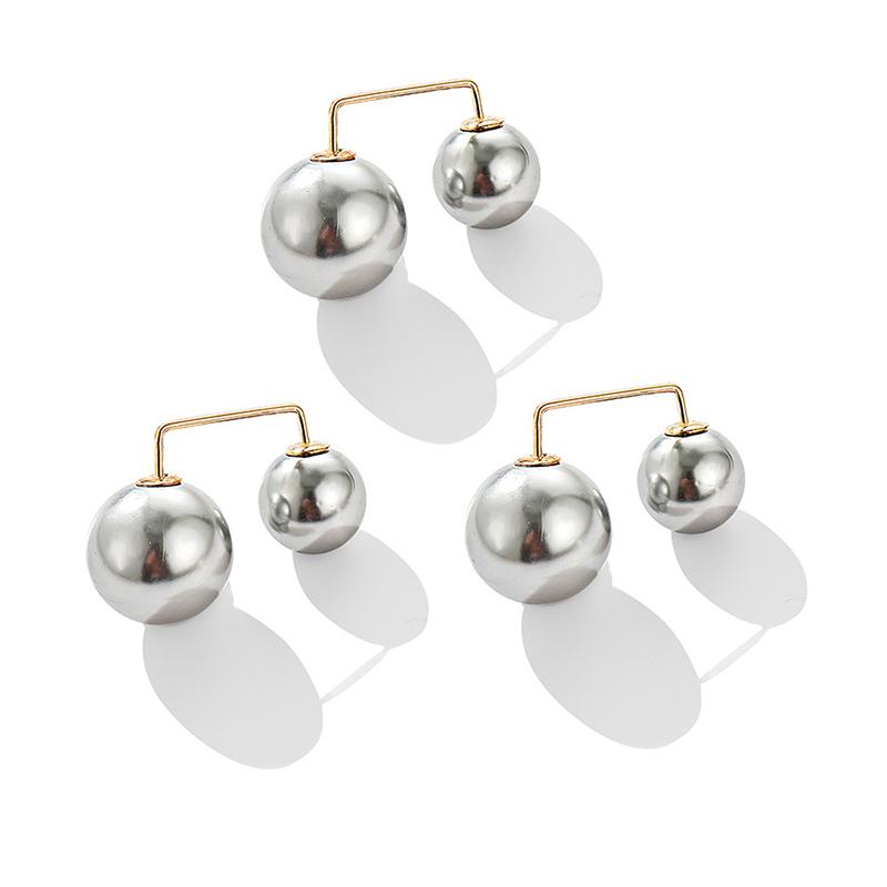 Fashion Double Pearl Brooches for Women Sweater Collar Needle Brooch Pins Anti-glare Clothing Accessories