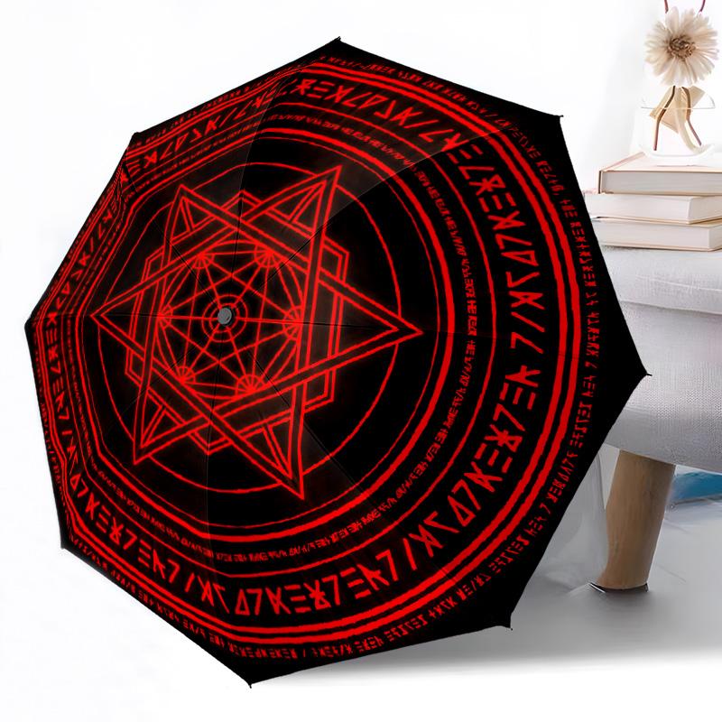 Pentagram and Moon Phases Mandala Outdoor Automatic Umbrella Retractable Design with 8-Rib Durability Lightweight Perfect Gift for Friends Family