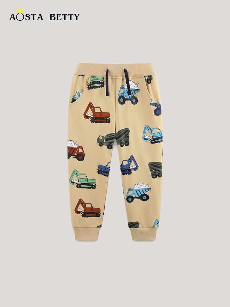European Boys' Cartoon Car Print Joggers - Autumn Fashion for Toddlers & Kids