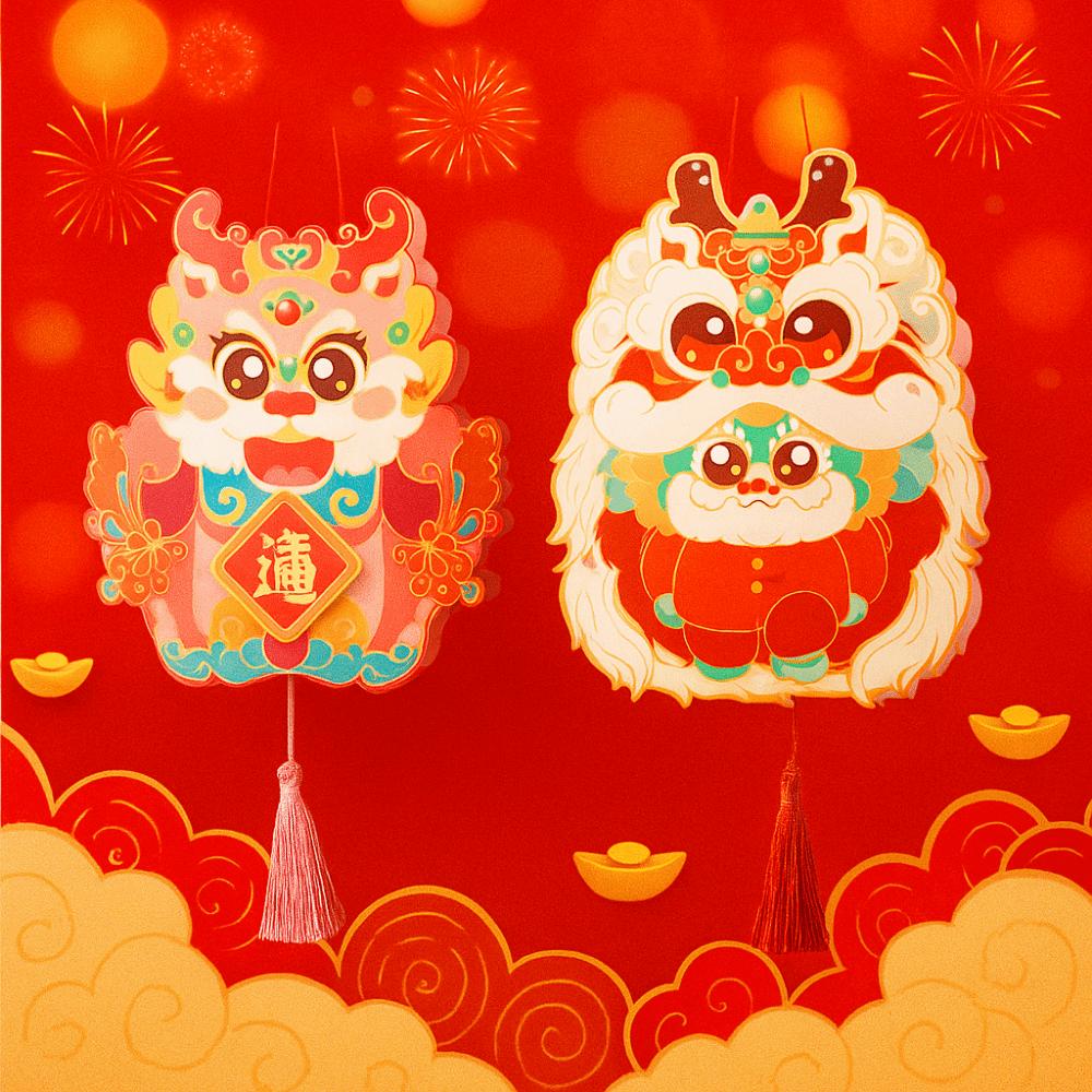 Chinese Style Handheld Dragon Lantern Cartoon Handheld Glowing Lanterns  Party Decor