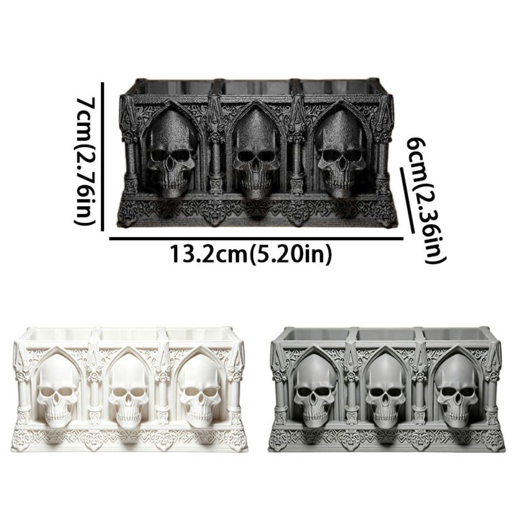 Spooky Skull Makeup Brush Box 3D Printed Small Skull Storage Rack Halloween Party
